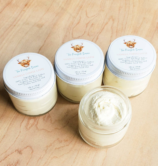 Vanilla Coffee Latte whipped tallow balm, glass jar