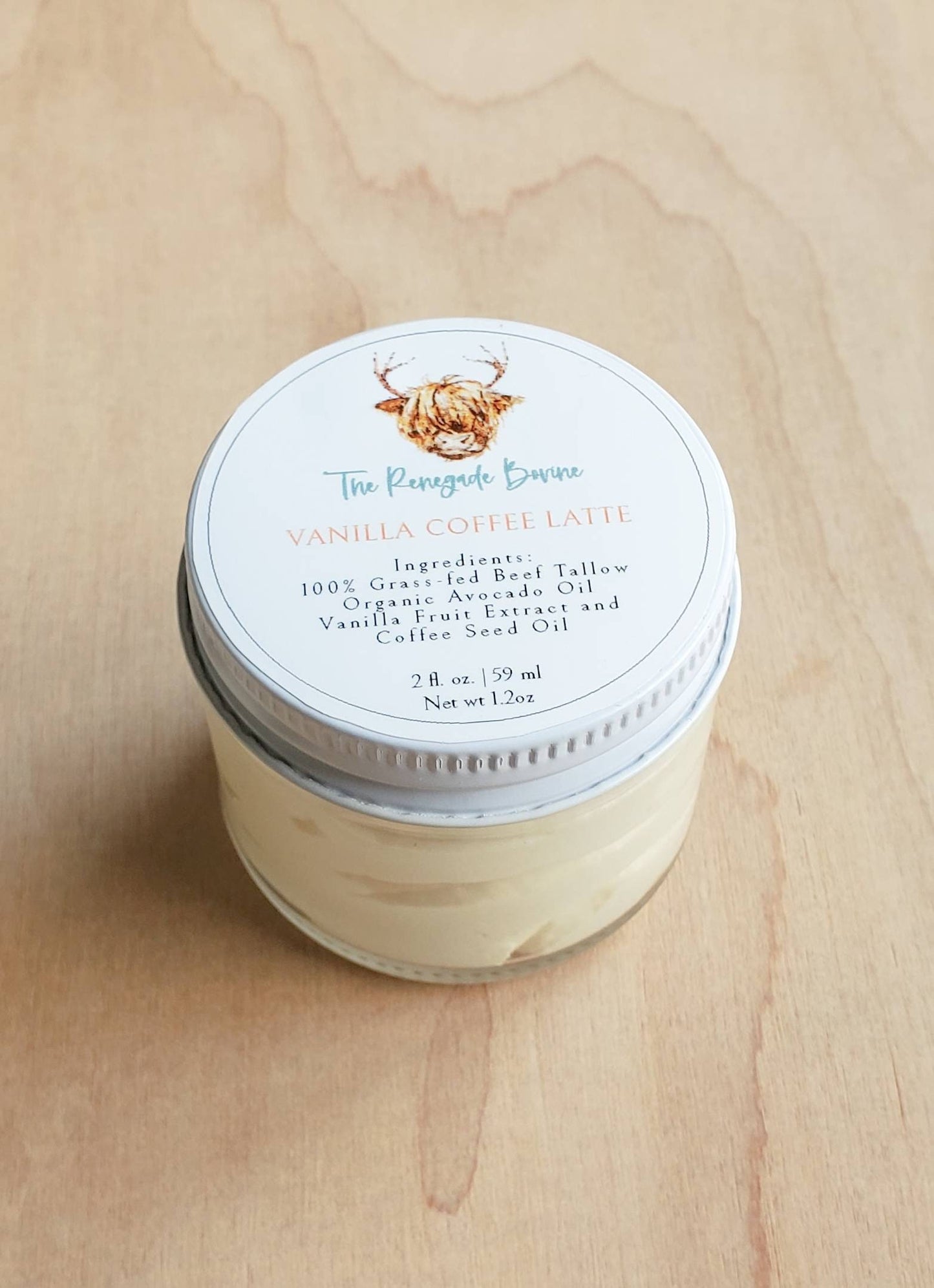 Vanilla Coffee Latte whipped tallow balm, glass jar