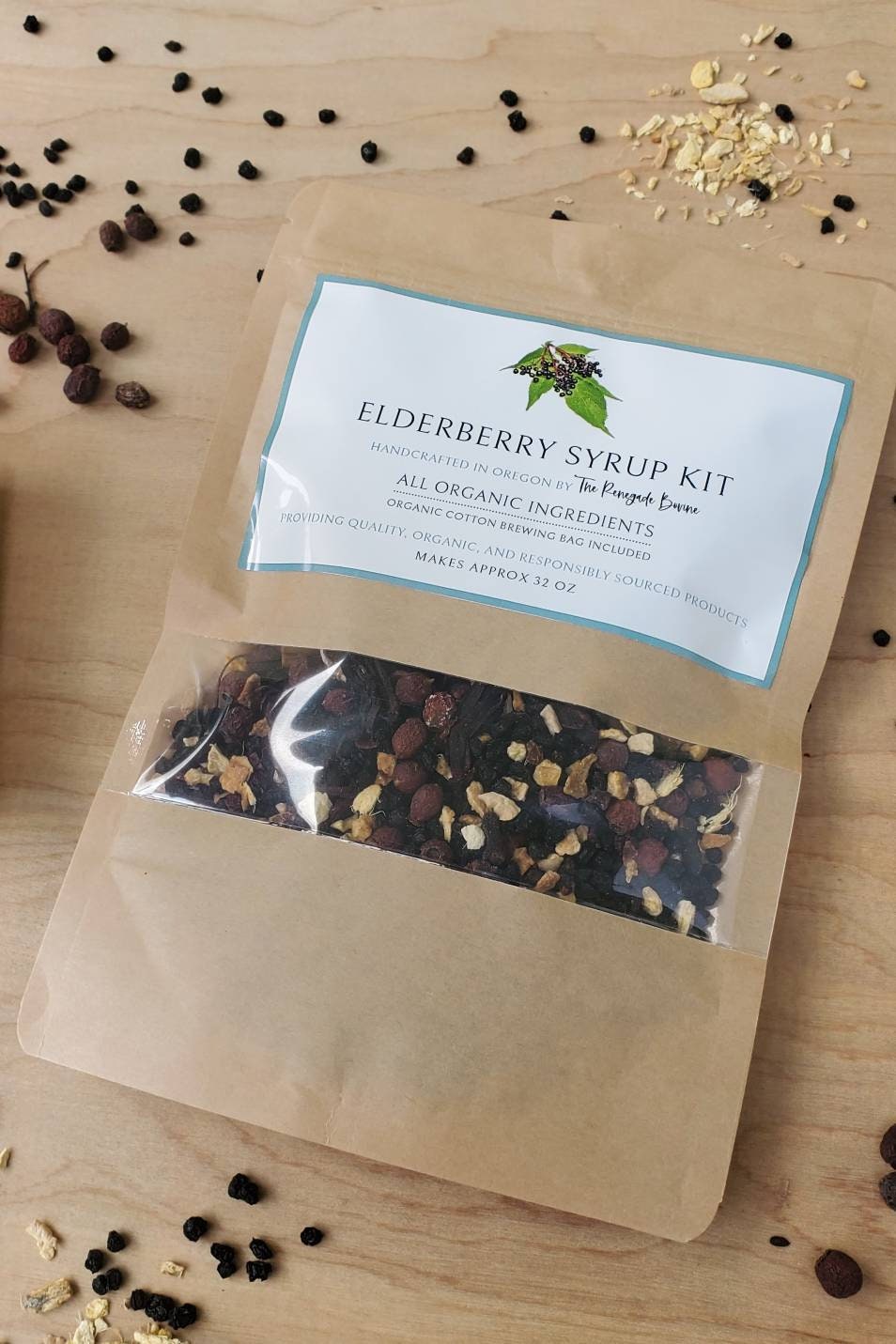 Organic Elderberry Syrup KIT | Brew Bag Included | Makes 32 oz | Handcrafted in Oregon